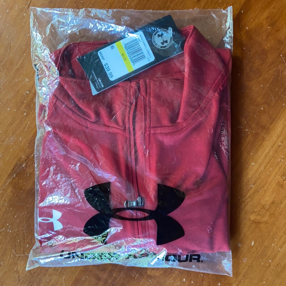 Red quarter zip under armour